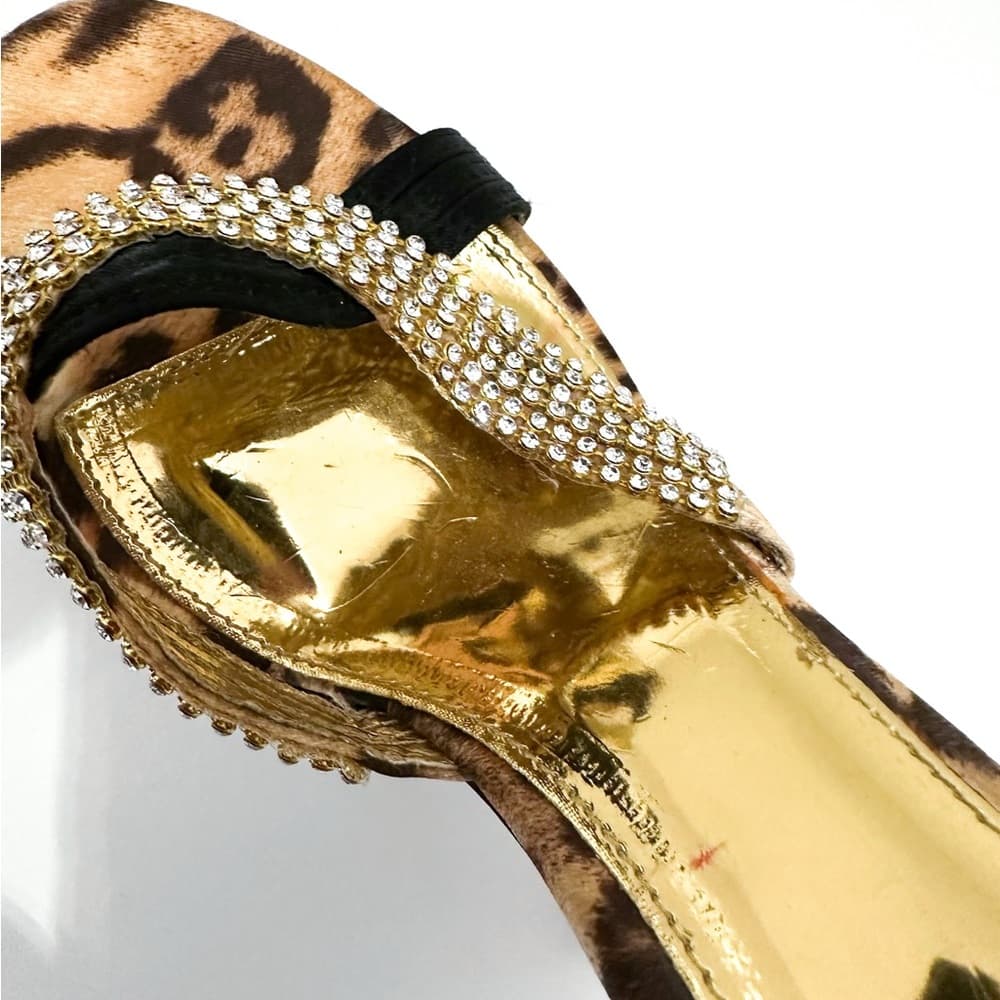 NEW Y2K Italina Leopard Print Rhinestone Platform Stiletto Heels Vintage 8.5 - Thumbnail 7
