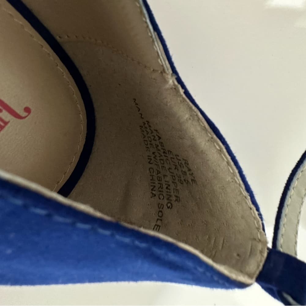 NIB JustFab Raye Cobalt Blue Rhinestone Wedge Heels Y2K Size 8.5 - Thumbnail 6
