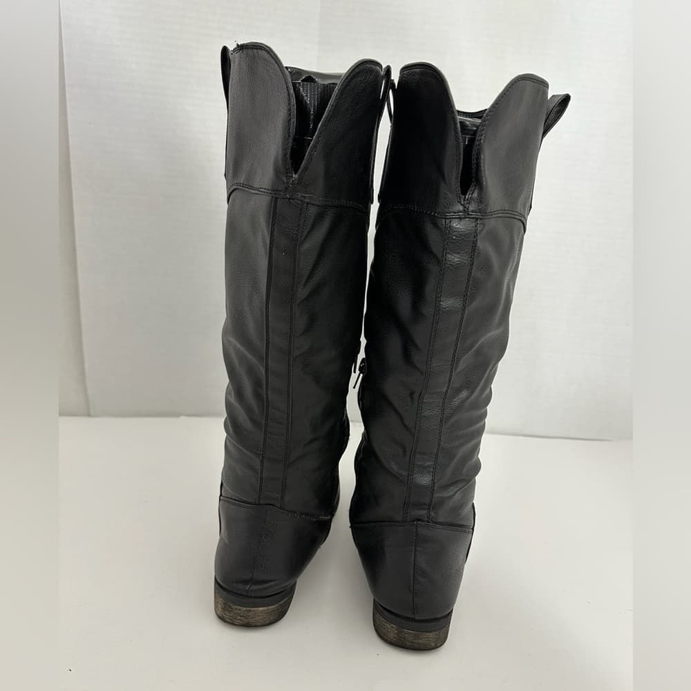 Rampage Riley Black Knee High Boots Size 8M Y2K Faux Leather Riding Style - Thumbnail 7