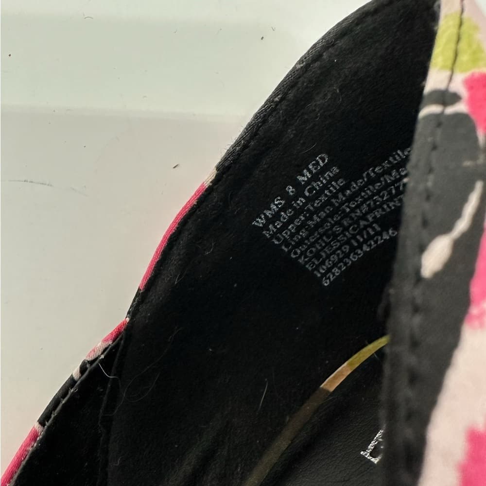 Elle “Jessica” Butterfly / Floral Black Pink Platform Y2K Wedge Heels - Size 8 - Thumbnail 3