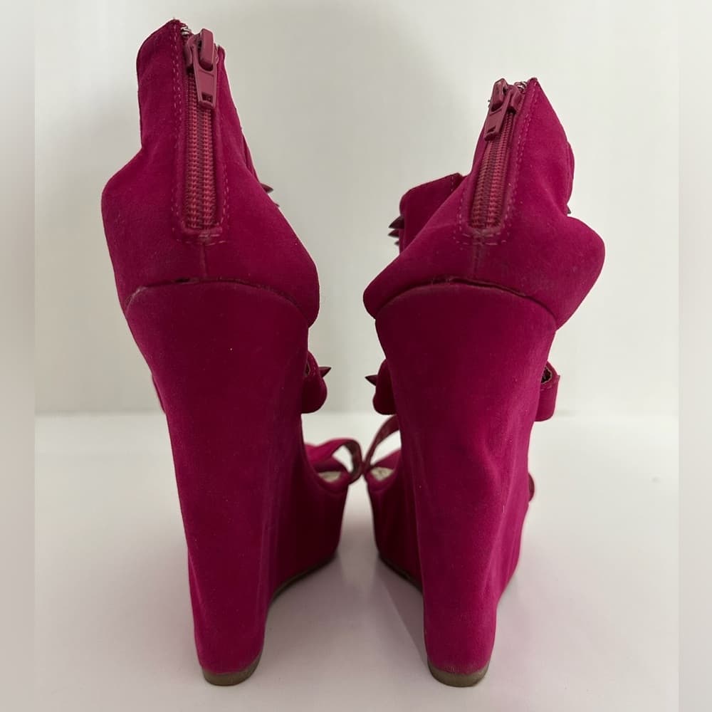 City Snappers Studded Platform Wedges Size 8.5 Spiked Heels Zip Back Rocker Y2K - Thumbnail 8