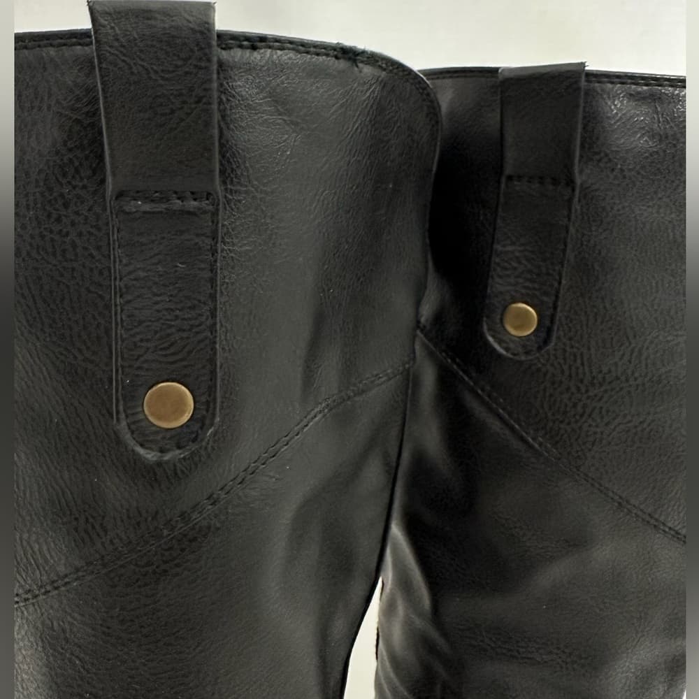 Rampage Riley Black Knee High Boots Size 8M Y2K Faux Leather Riding Style - Thumbnail 12