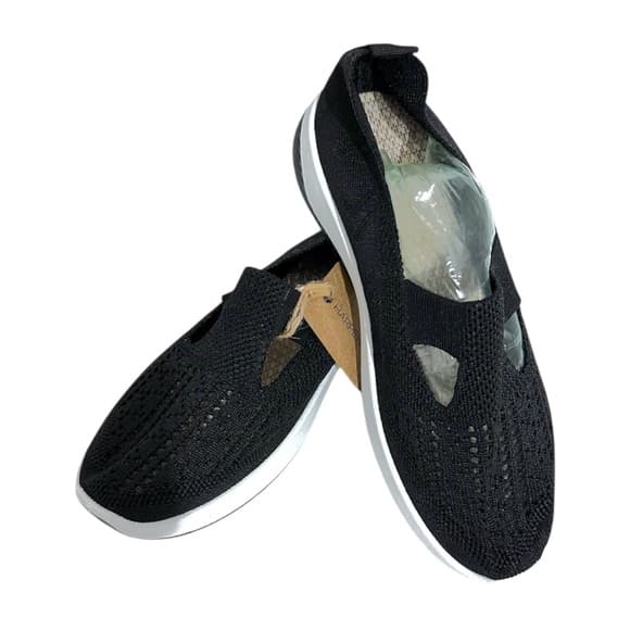 NWT Harper & Lane Black Knit Alice Slip-On Sneakers White Sole Casual Shoes - Thumbnail 17