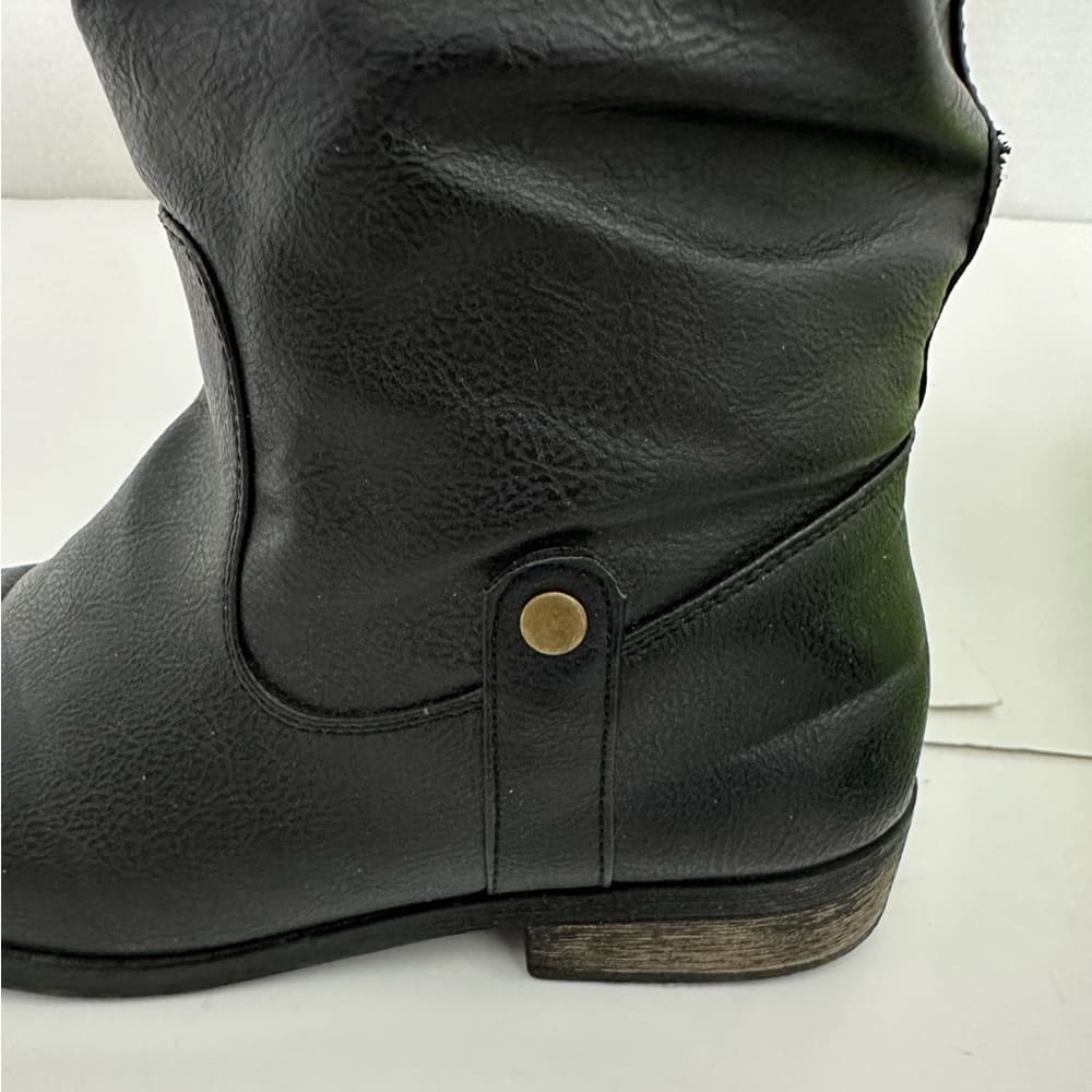 Rampage Riley Black Knee High Boots Size 8M Y2K Faux Leather Riding Style - Thumbnail 10