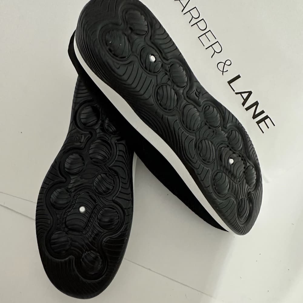NWT Harper & Lane Black Knit Alice Slip-On Sneakers White Sole Casual Shoes - Thumbnail 4