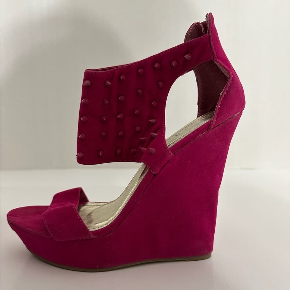 City Snappers Studded Platform Wedges Size 8.5 Spiked Heels Zip Back Rocker Y2K - Thumbnail 10