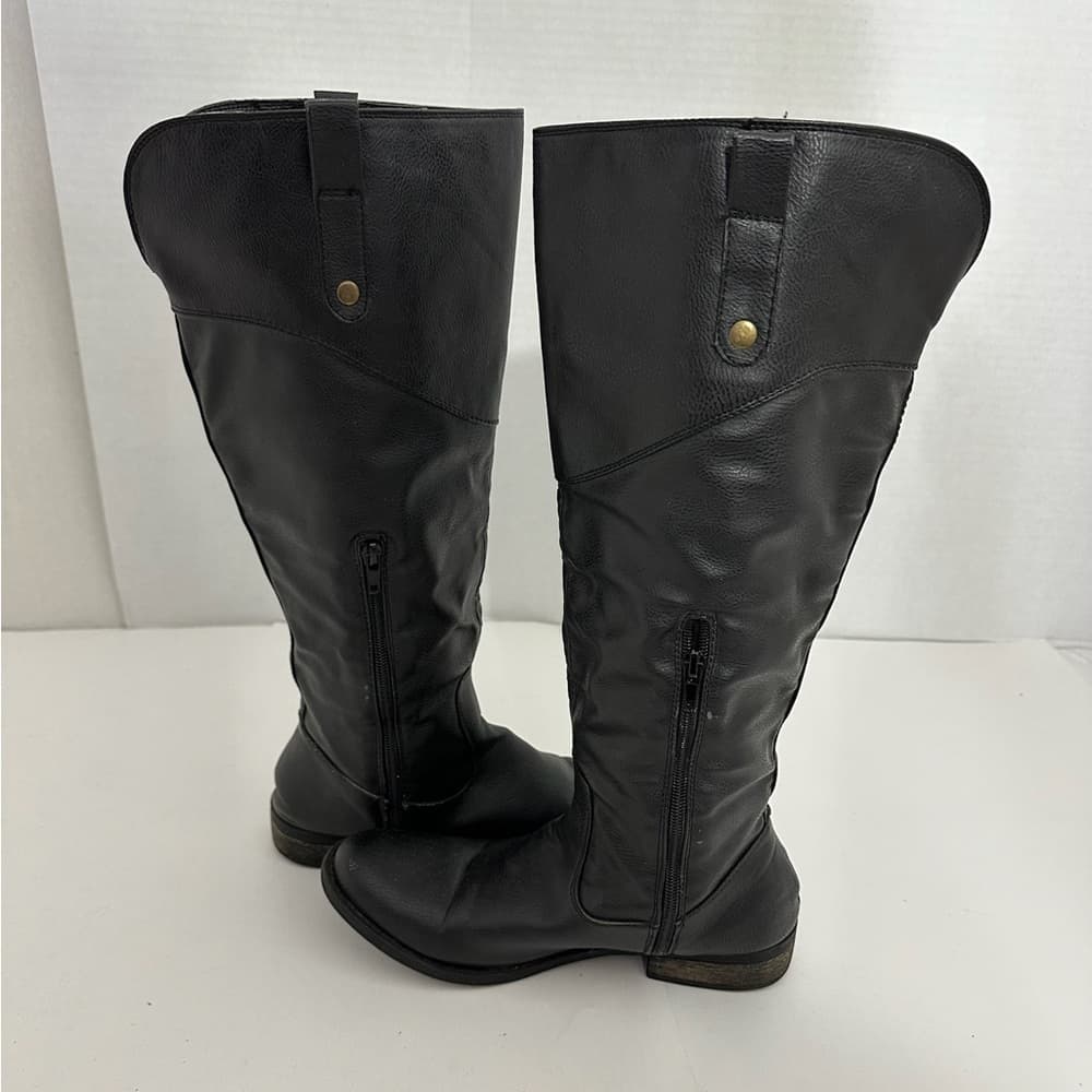Rampage Riley Black Knee High Boots Size 8M Y2K Faux Leather Riding Style - Thumbnail 6