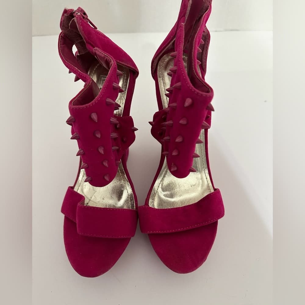 City Snappers Studded Platform Wedges Size 8.5 Spiked Heels Zip Back Rocker Y2K - Thumbnail 12