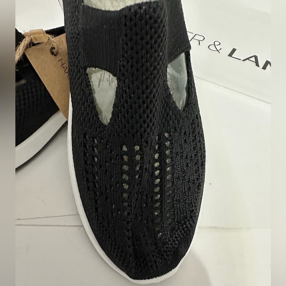 NWT Harper & Lane Black Knit Alice Slip-On Sneakers White Sole Casual Shoes - Thumbnail 2