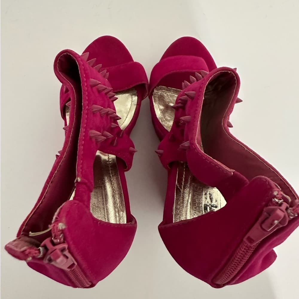 City Snappers Studded Platform Wedges Size 8.5 Spiked Heels Zip Back Rocker Y2K - Thumbnail 11