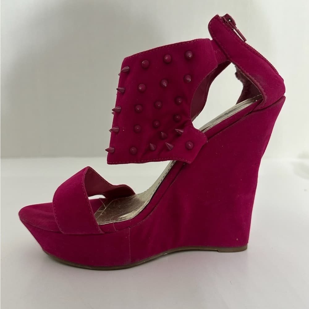 City Snappers Studded Platform Wedges Size 8.5 Spiked Heels Zip Back Rocker Y2K - Thumbnail 3