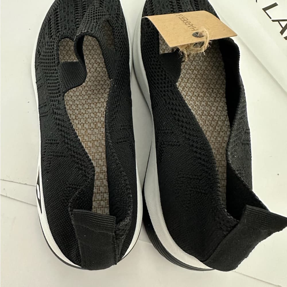 NWT Harper & Lane Black Knit Alice Slip-On Sneakers White Sole Casual Shoes - Thumbnail 8