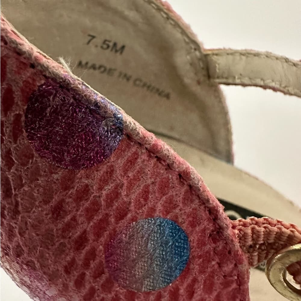 Dolce by Mojo Moxy Pink Polka Dot Snakeskin Bow Heels Y2K Size 7.5M SEE NOTE - Thumbnail 12
