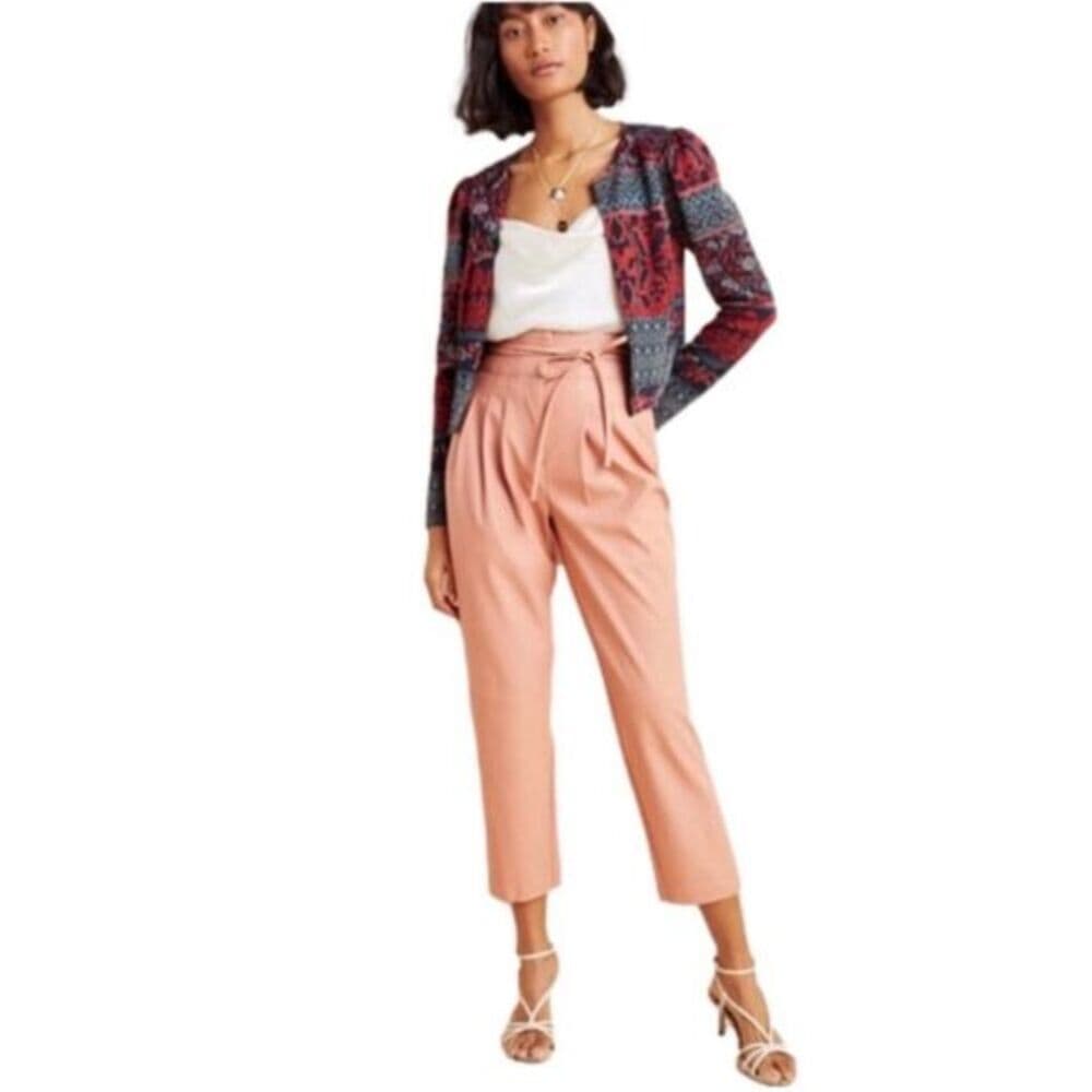 NWT Anthropologie X Blank NYC Chelsea Faux Leather Paper Bag Pants Peach Size 25 - Thumbnail 13