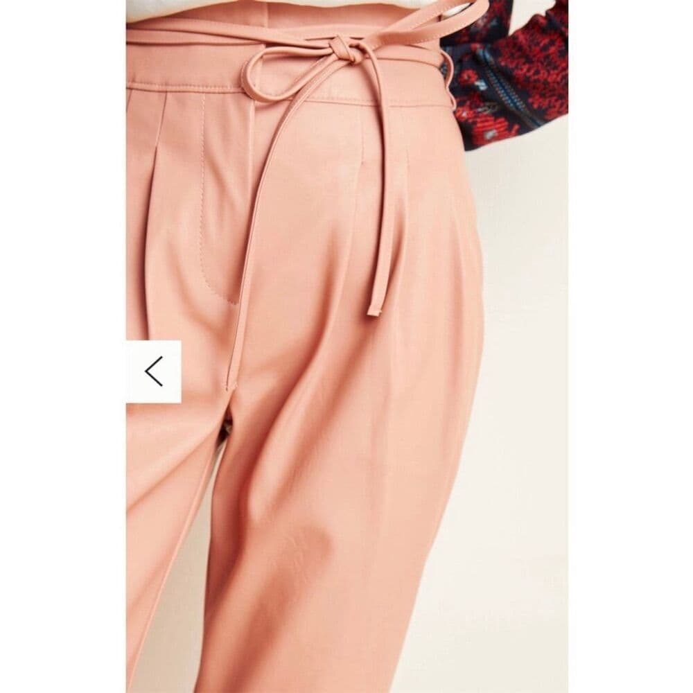 NWT Anthropologie X Blank NYC Chelsea Faux Leather Paper Bag Pants Peach Size 25 - Thumbnail 6