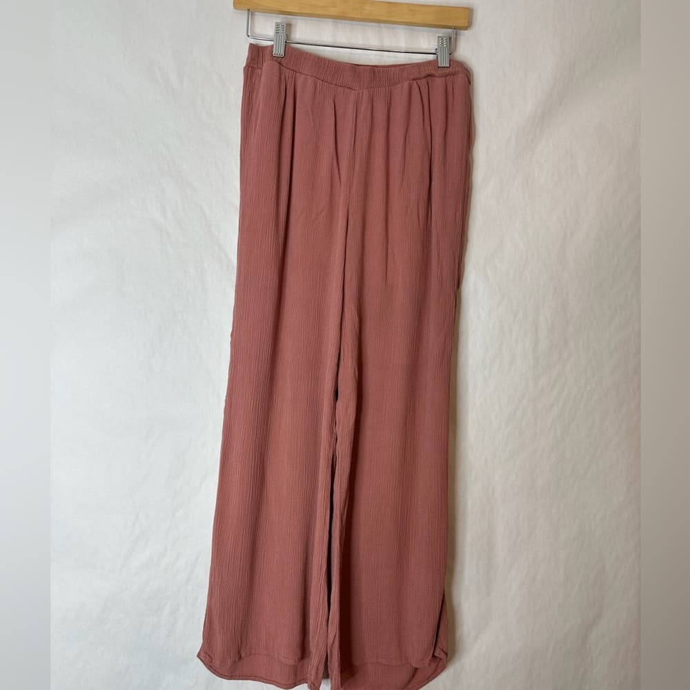 Charlotte Russe Wide Leg Palazzo Crinkle Pants w Shorts Lining Rose Y2K Large - Thumbnail 3