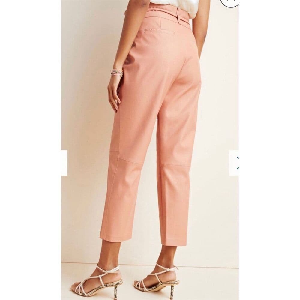 NWT Anthropologie X Blank NYC Chelsea Faux Leather Paper Bag Pants Peach Size 25 - Thumbnail 10