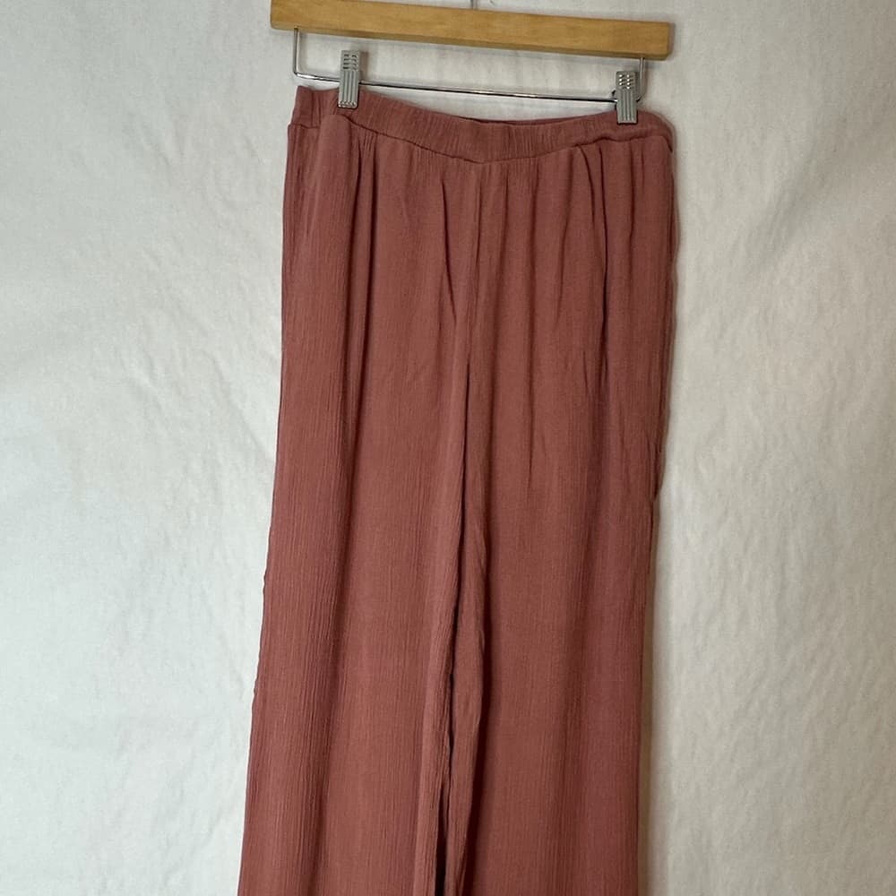 Charlotte Russe Wide Leg Palazzo Crinkle Pants w Shorts Lining Rose Y2K Large - Thumbnail 4