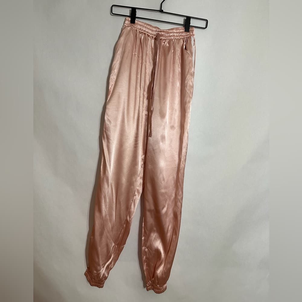 Blush Pink Satin Tracksuit Set Jacket & Pants Streetwear - SEE NOTES ON SIZING - Thumbnail 7