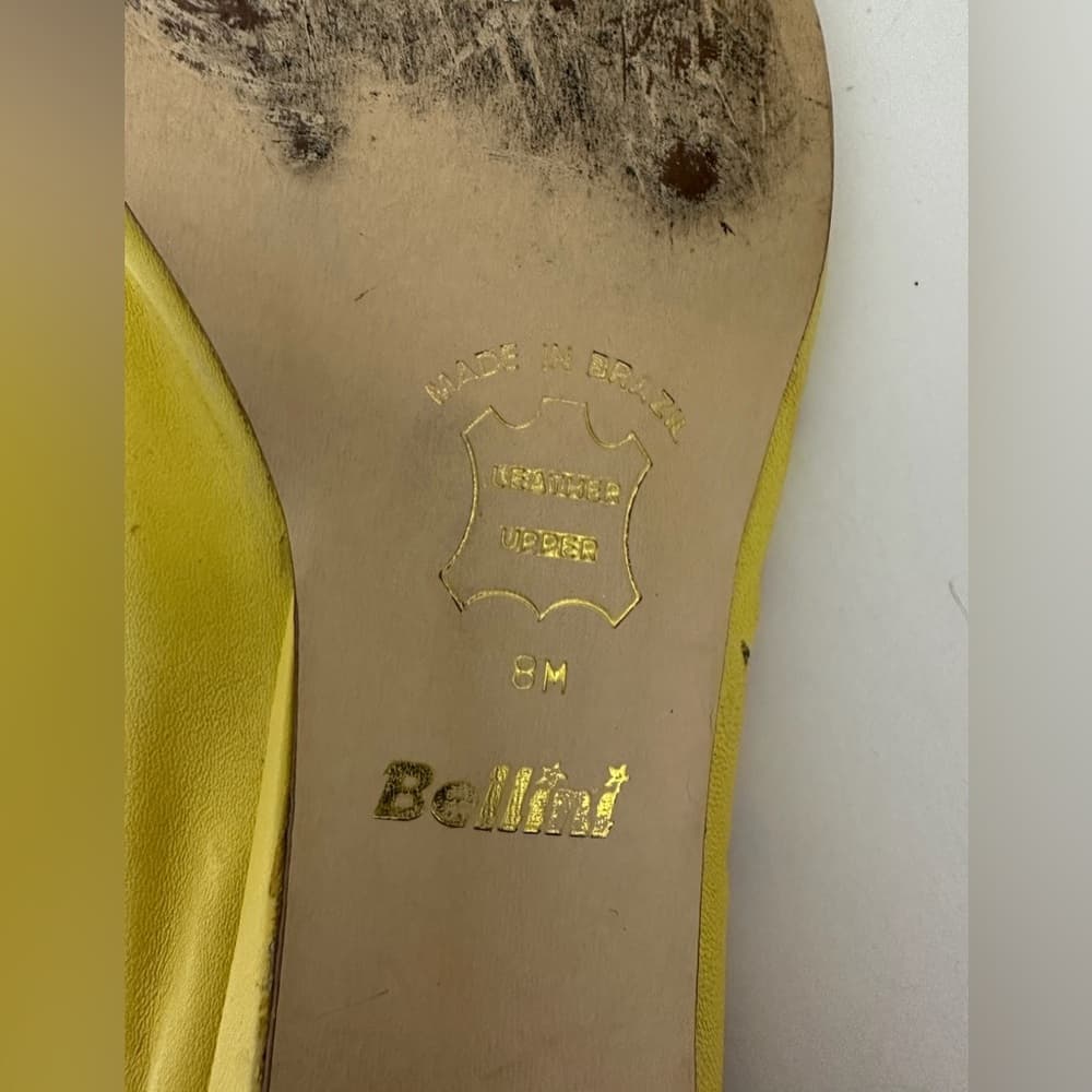 Bellini Yellow Leather Cutout Flats Pointed Toe Size 8M Whimsical Brazilian - Thumbnail 5