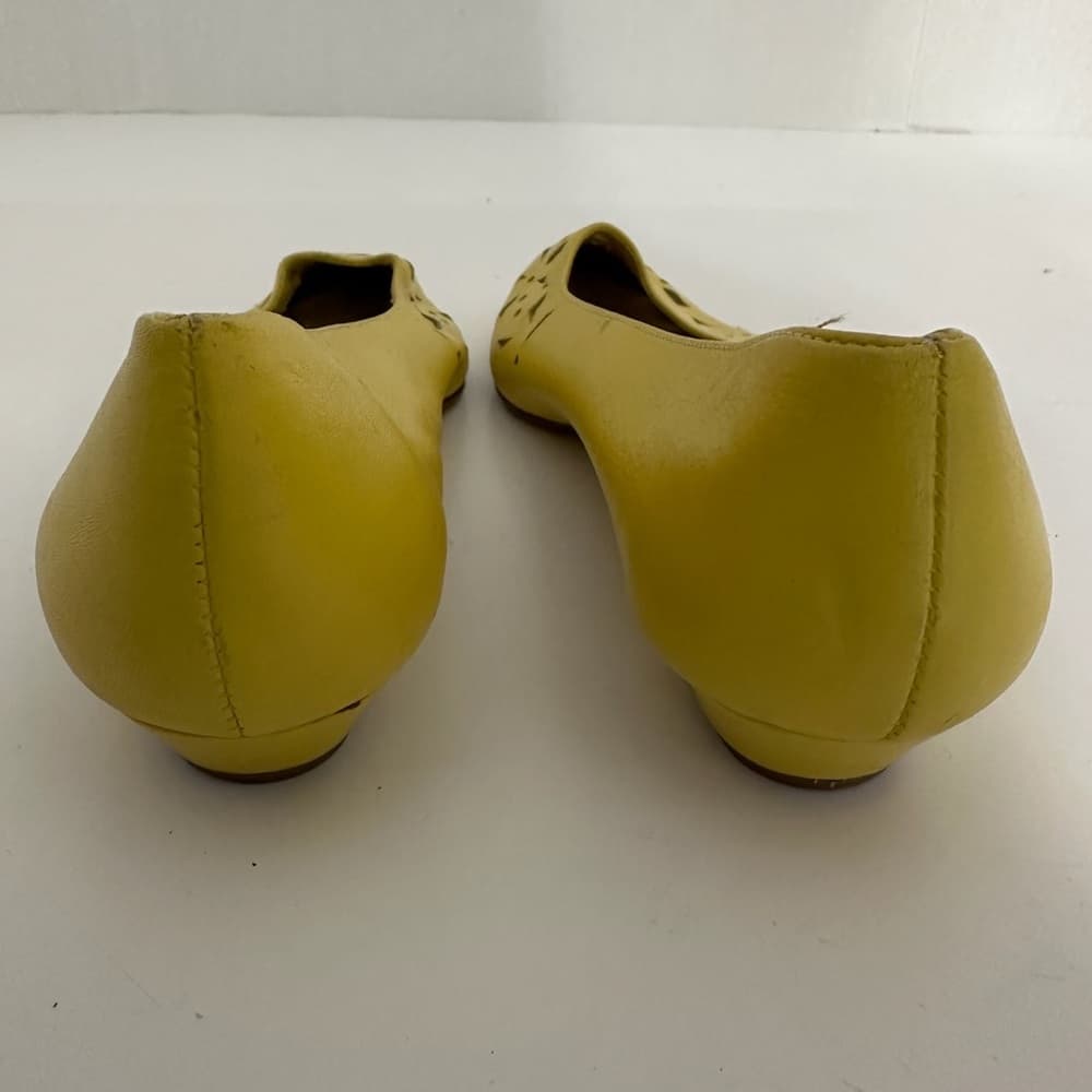Bellini Yellow Leather Cutout Flats Pointed Toe Size 8M Whimsical Brazilian - Thumbnail 9