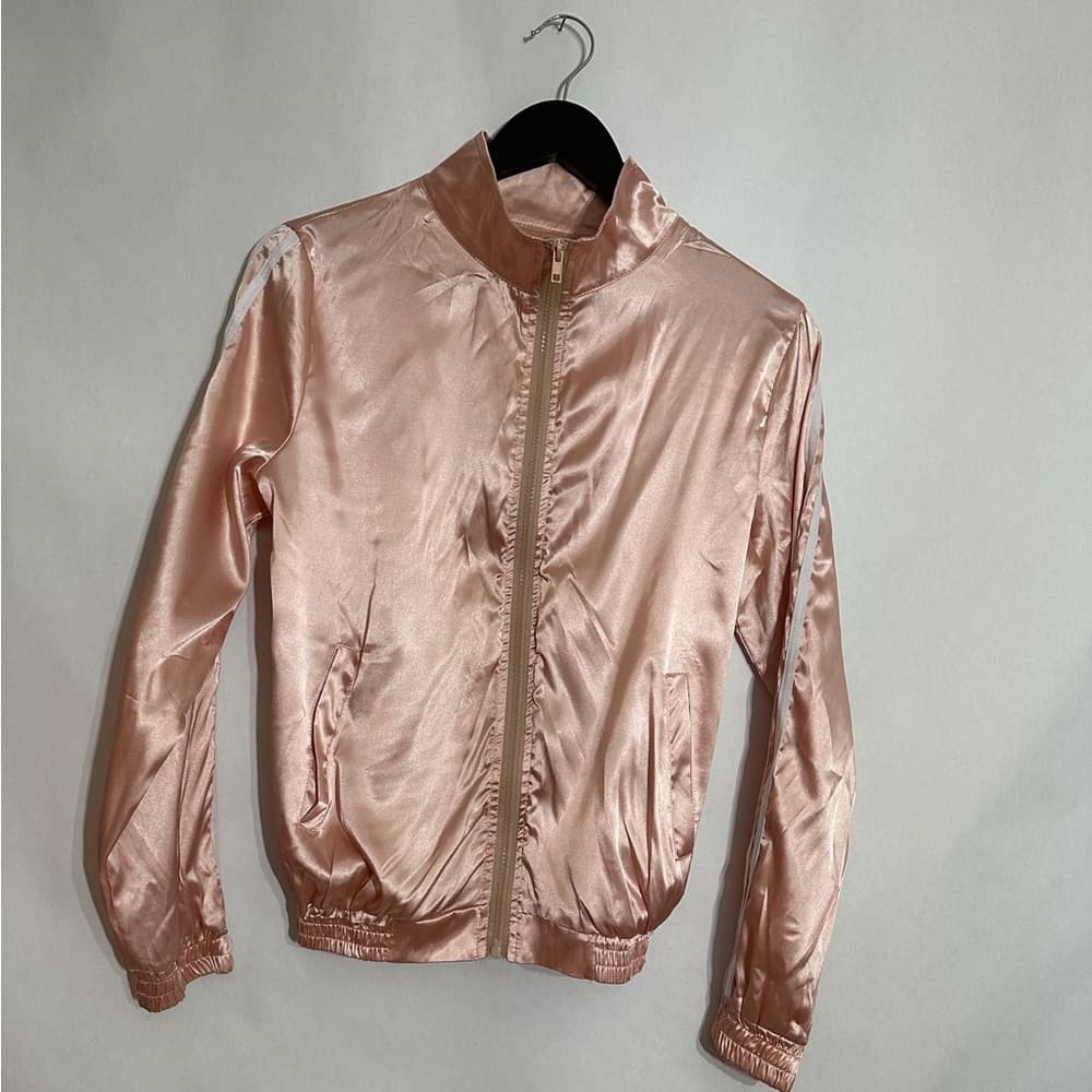 Blush Pink Satin Tracksuit Set Jacket & Pants Streetwear - SEE NOTES ON SIZING - Thumbnail 2