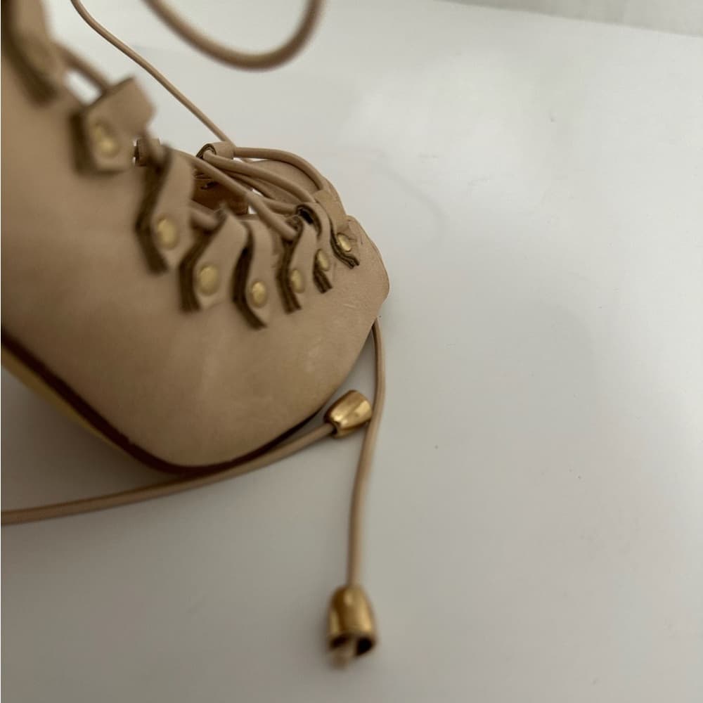 Vigo Fiore Y2K Nude Lace-Up Gladiator Stiletto Heels Size 6 Strappy Open Toe - Thumbnail 2