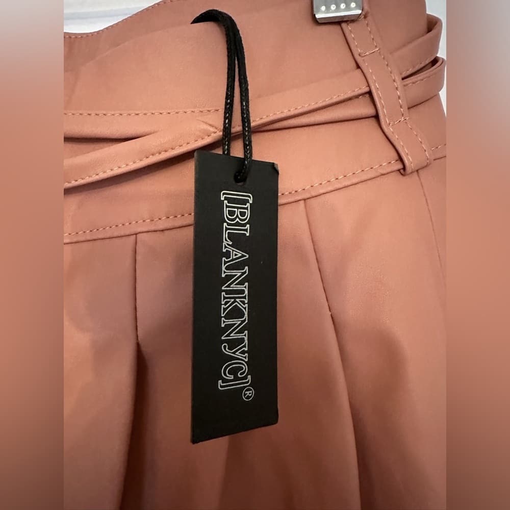 NWT Anthropologie X Blank NYC Chelsea Faux Leather Paper Bag Pants Peach Size 25 - Thumbnail 11