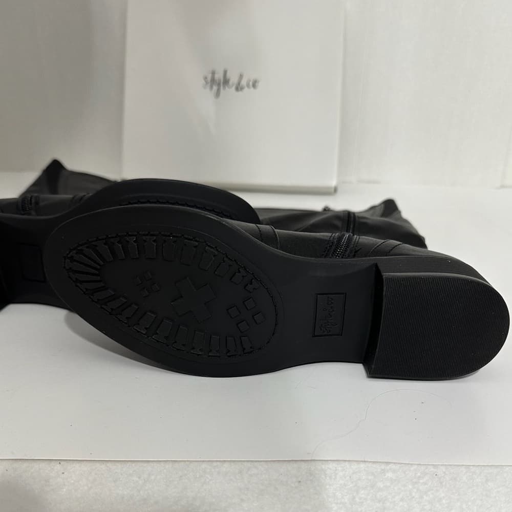 NIB Style & Co Black MILAHP Mid-Calf Chunky Buckle Boots Size 8.5M Bikercore - Thumbnail 4