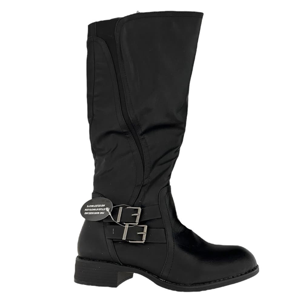 NIB Style & Co Black MILAHP Mid-Calf Chunky Buckle Boots Size 8.5M Bikercore - Thumbnail 8