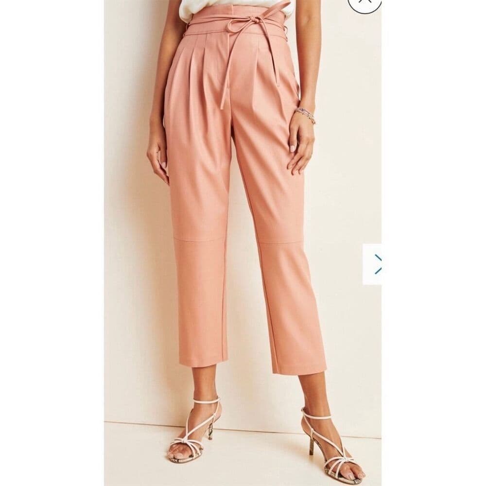 NWT Anthropologie X Blank NYC Chelsea Faux Leather Paper Bag Pants Peach Size 25 - Thumbnail 9