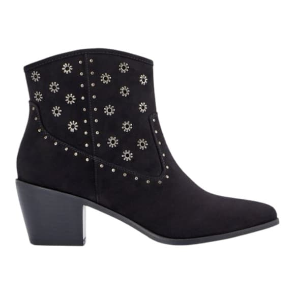 NIB JustFab “Rebel” Black Western Booties with Studded Floral Design Size 8.5 - Thumbnail 17
