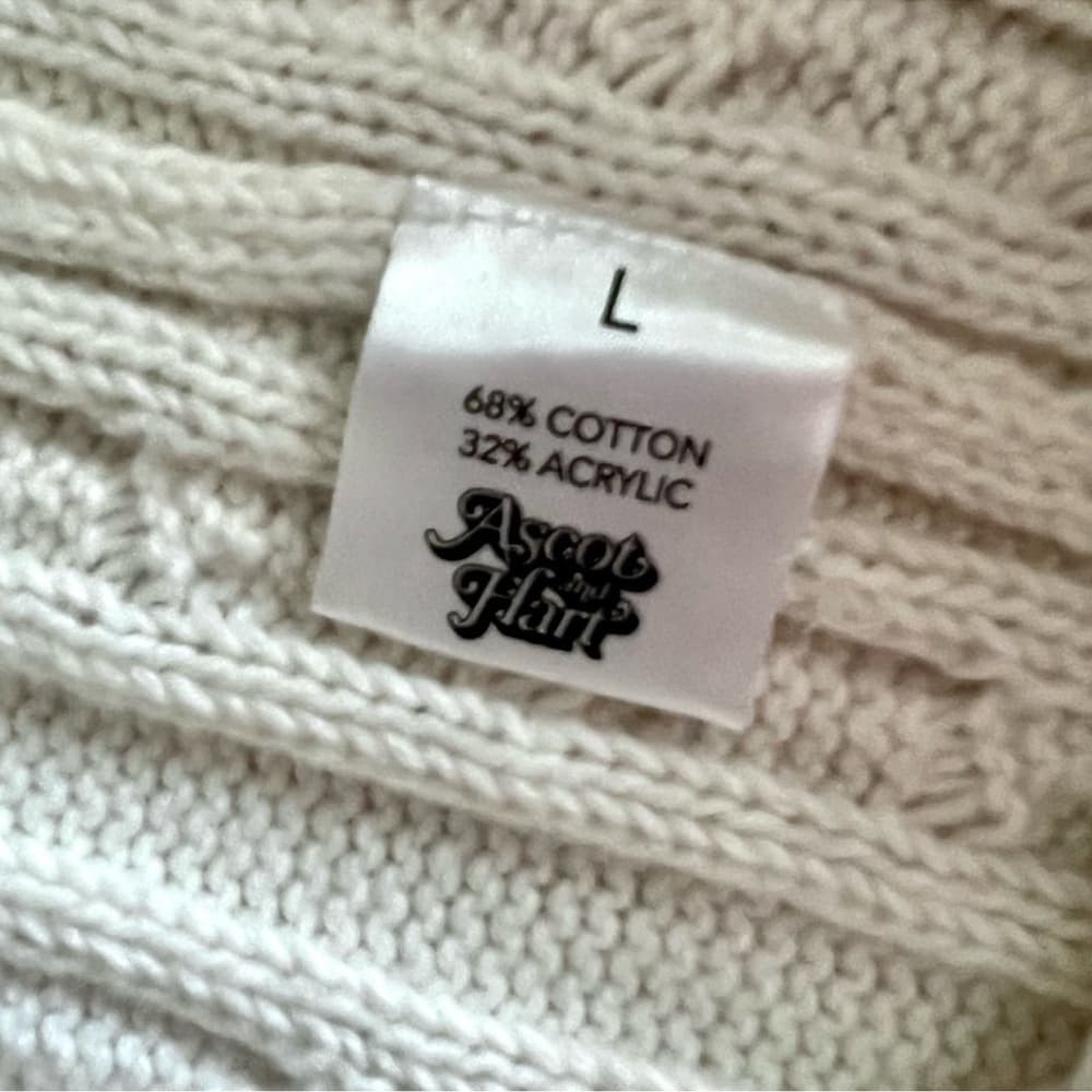 ASCOT+HART Wide Leg Graphic Yarn Knit Sweater Pants Off-White Women’s Size Large - Thumbnail 9