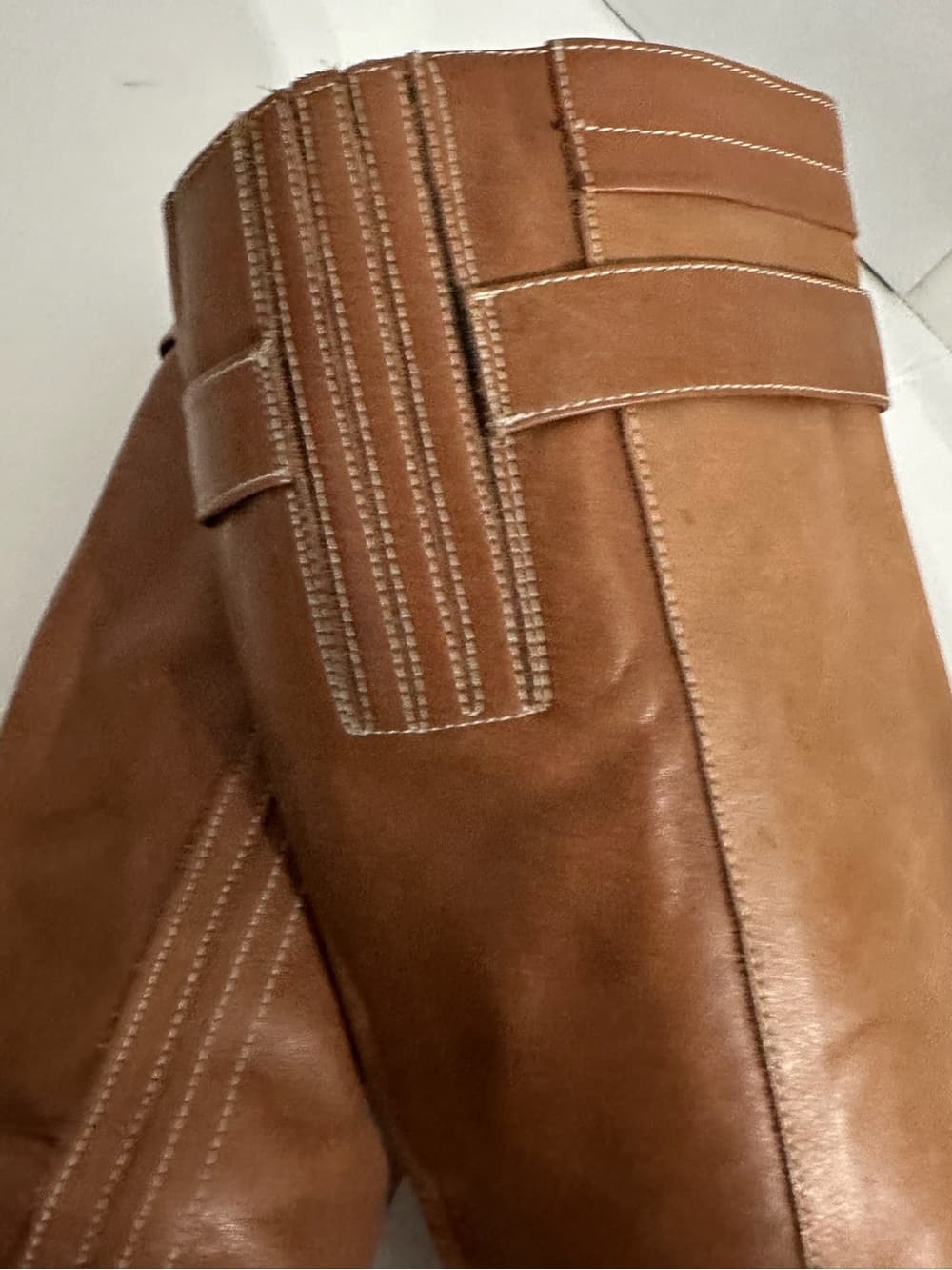 Prialpas Vintage Italian Tan Knee High Heeled Riding Boots Buckle Detail Size 38 - Thumbnail 8