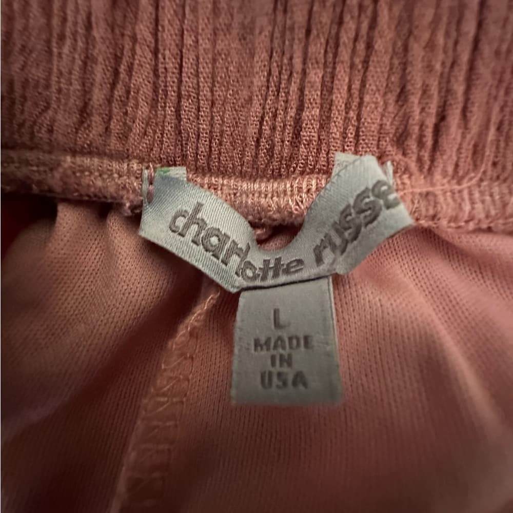 Charlotte Russe Wide Leg Palazzo Crinkle Pants w Shorts Lining Rose Y2K Large - Thumbnail 8
