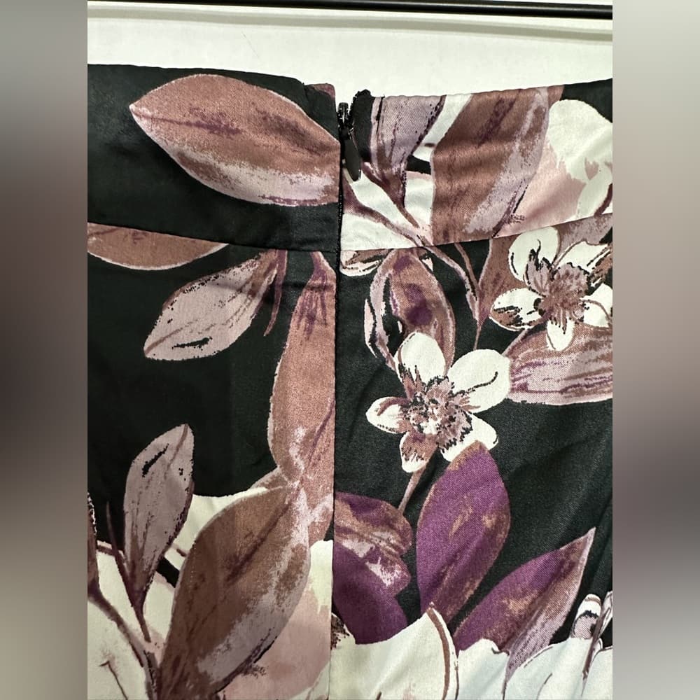 Charlotte Russe Floral Wide Leg Pants Black Purple Size X-Large Feminine Garden - Thumbnail 3