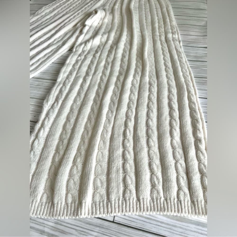 ASCOT+HART Wide Leg Graphic Yarn Knit Sweater Pants Off-White Women’s Size Large - Thumbnail 5