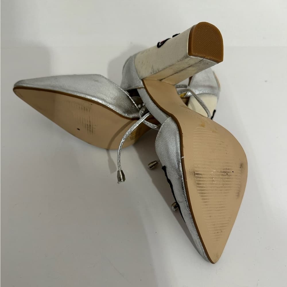 Cape Robbin Metallic Silver Block Heel Patches Flamingo Rainbow Sandals 8 Kitsch - Thumbnail 5