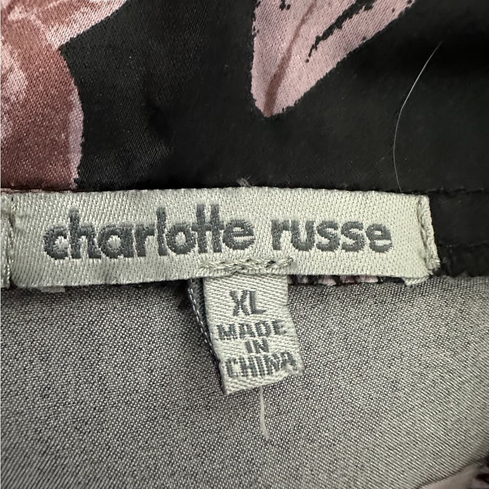 Charlotte Russe Floral Wide Leg Pants Black Purple Size X-Large Feminine Garden - Thumbnail 4