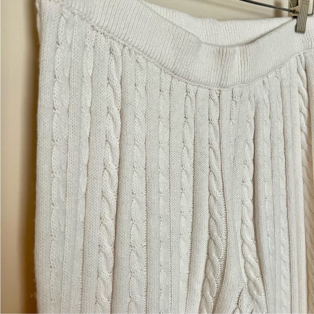 ASCOT+HART Wide Leg Graphic Yarn Knit Sweater Pants Off-White Women’s Size Large - Thumbnail 8