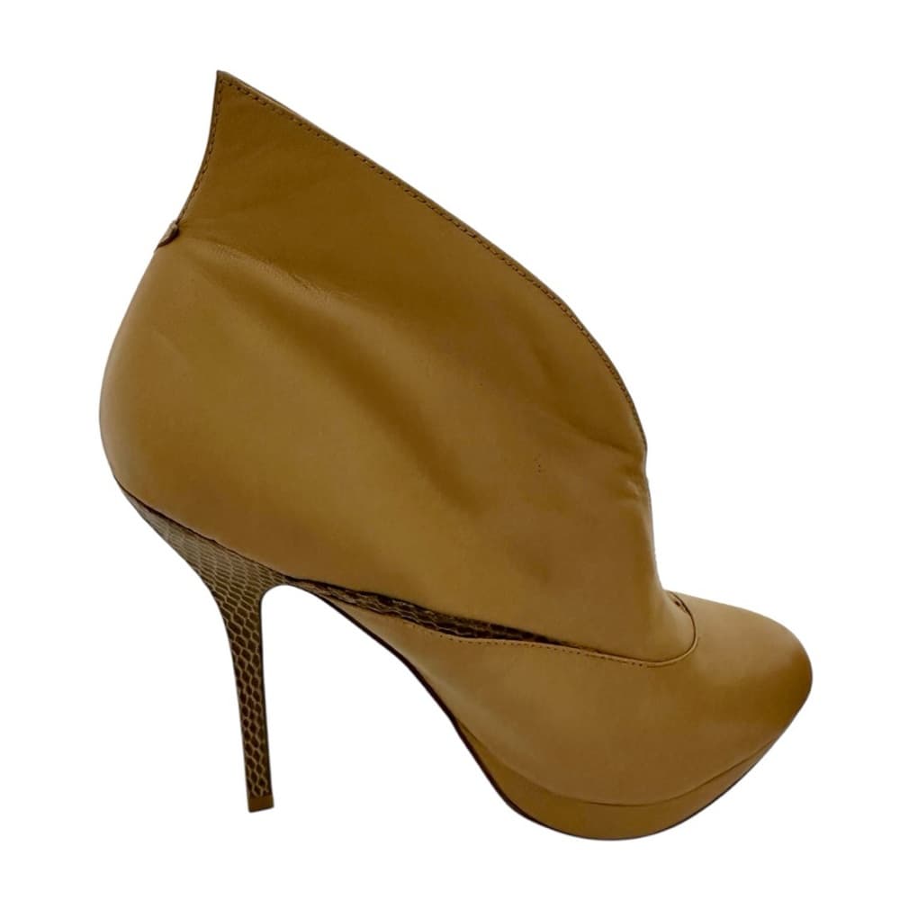 Charles by Charles David Tan Asymmetric Ankle Booties Snake Heel Y2K Size 7.5 - Thumbnail 12