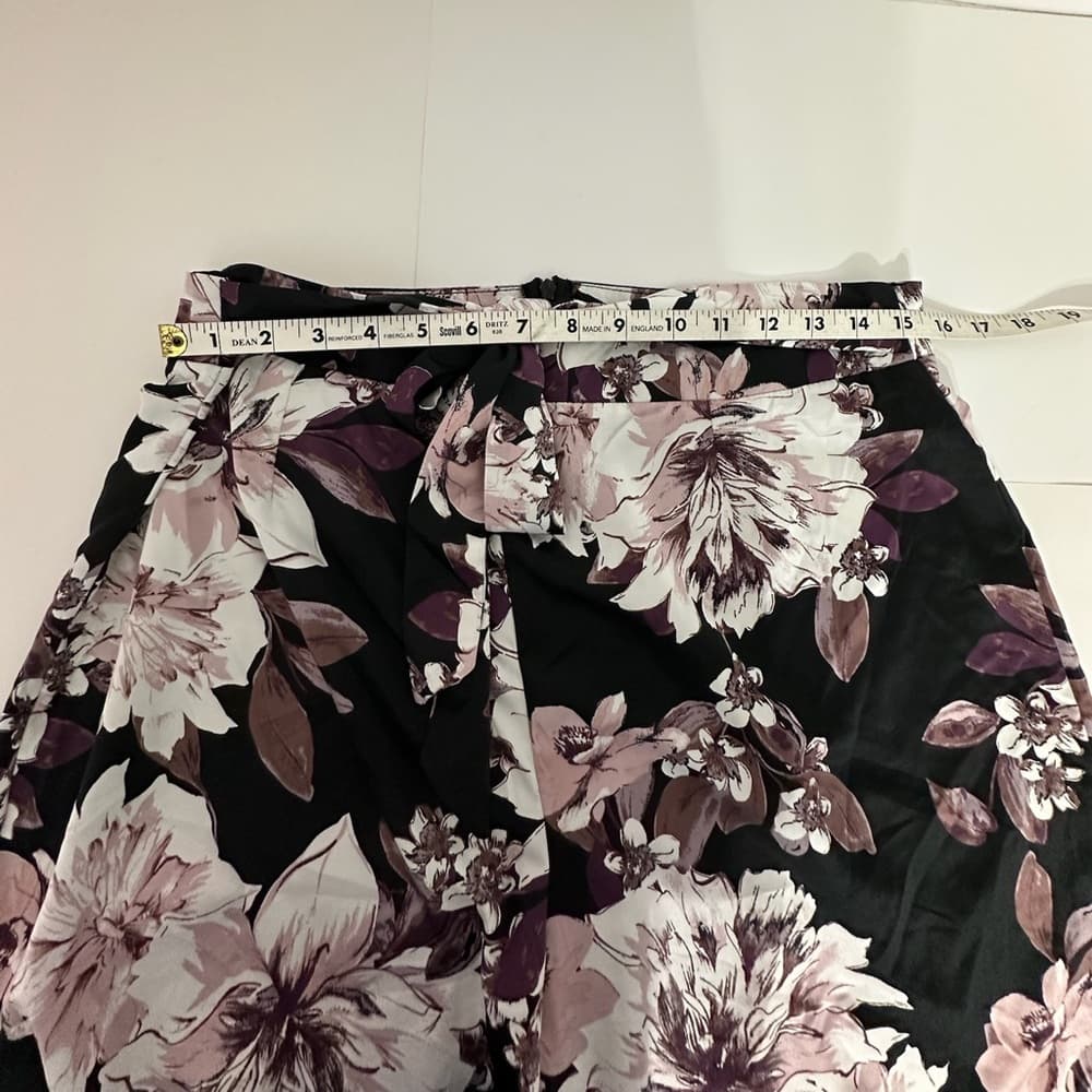 Charlotte Russe Floral Wide Leg Pants Black Purple Size X-Large Feminine Garden - Thumbnail 7