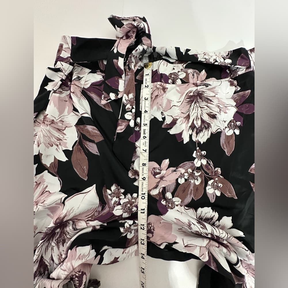 Charlotte Russe Floral Wide Leg Pants Black Purple Size X-Large Feminine Garden - Thumbnail 8