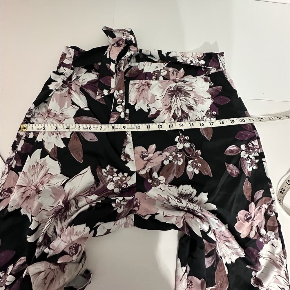 Charlotte Russe Floral Wide Leg Pants Black Purple Size X-Large Feminine Garden - Thumbnail 9