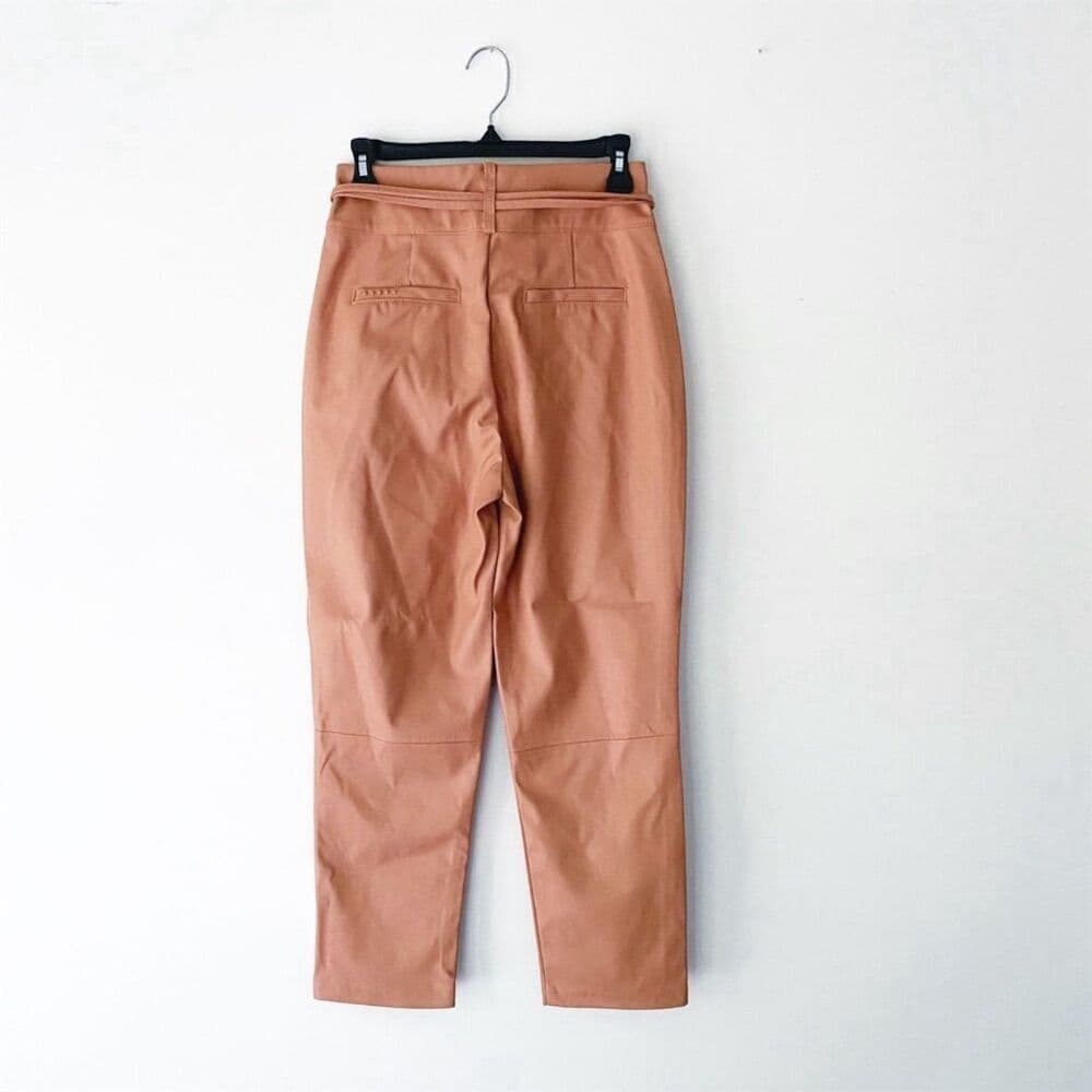 NWT Anthropologie X Blank NYC Chelsea Faux Leather Paper Bag Pants Peach Size 25 - Thumbnail 5