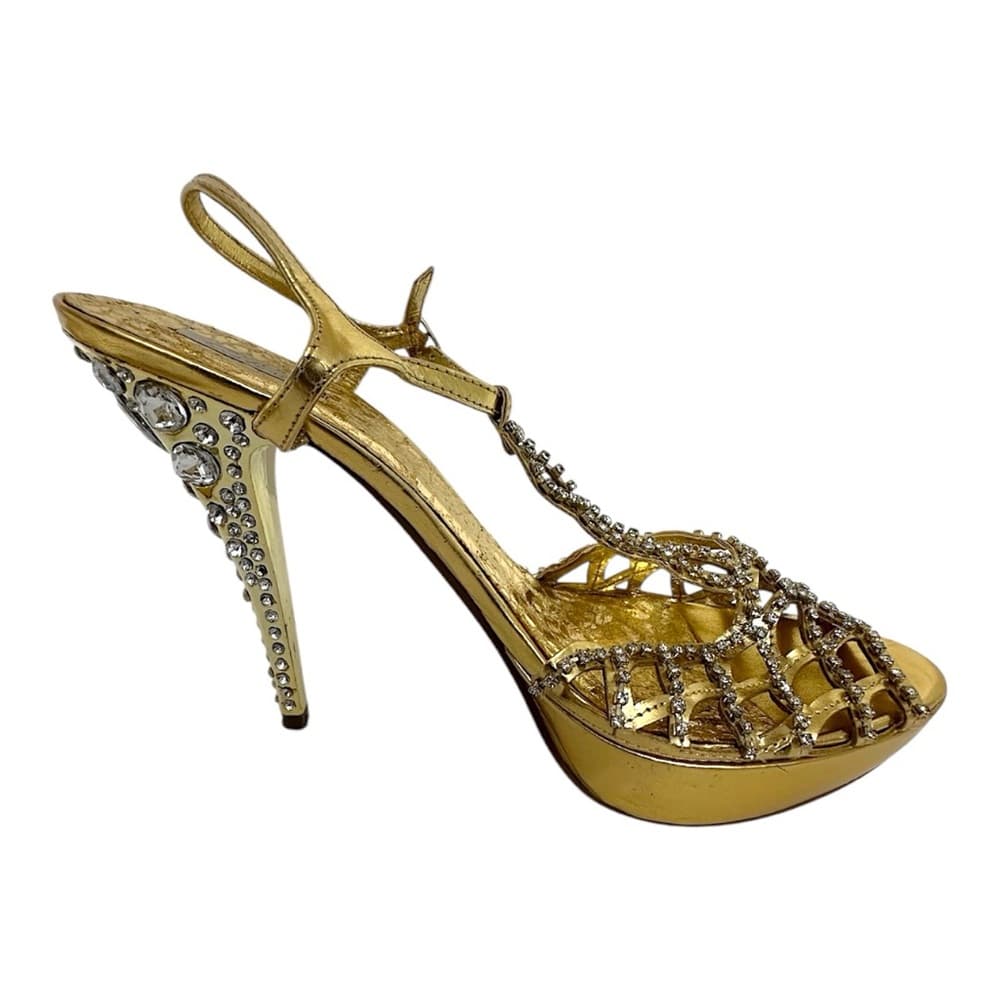 Celeste Gold Rhinestone Stiletto Heels Jewel Back Detail Y2K Size 10 - Thumbnail 14