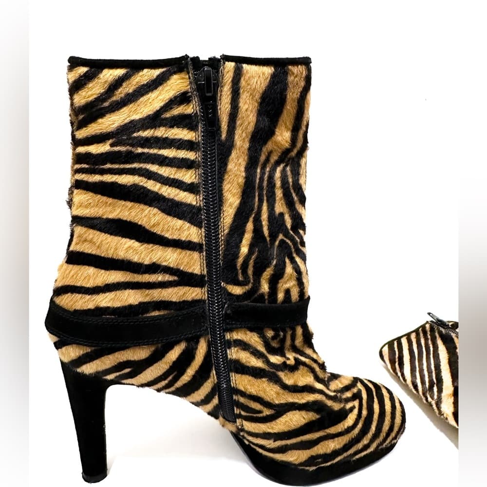 Stuart Weitzman Zebra Print Calf Hair Ankle Boots - Vintage Y2K Womens Size 8 - Thumbnail 5