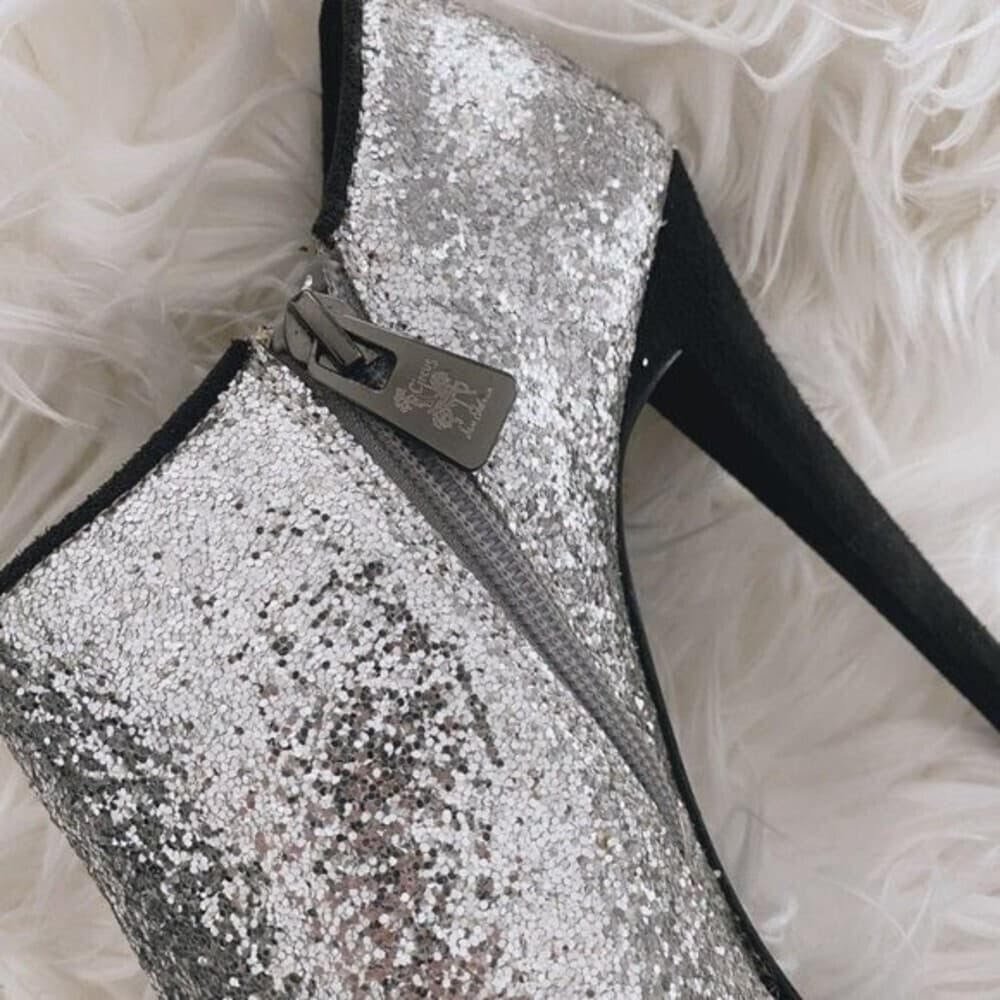 Circus Sam Edelman Silver Glitter Heel Boot Bootie Size 6.5 - Thumbnail 4