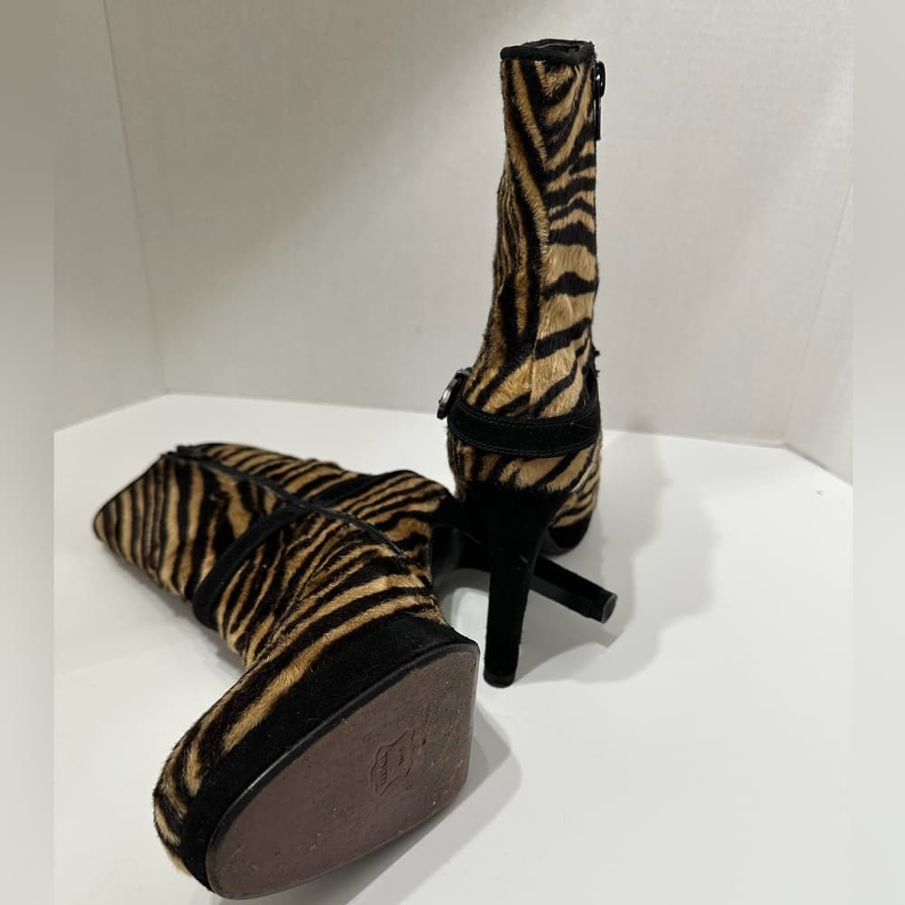 Stuart Weitzman Zebra Print Calf Hair Ankle Boots - Vintage Y2K Womens Size 8 - Thumbnail 7