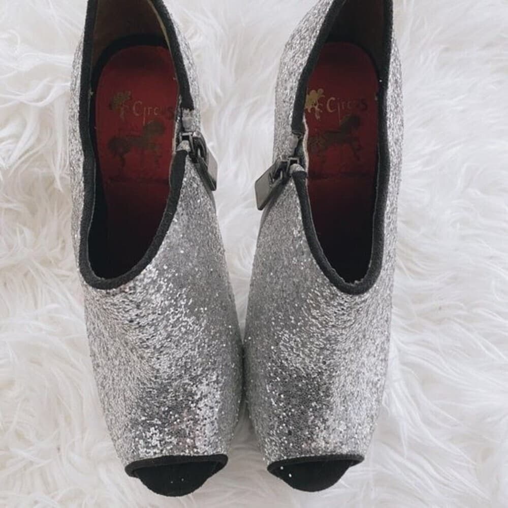 Circus Sam Edelman Silver Glitter Heel Boot Bootie Size 6.5 - Thumbnail 7